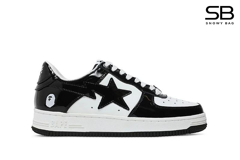Giày A Bathing Ape Bape Sta Black White Đen Trắng Bóng thời trang