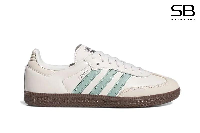 Giày adidas Samba OG Hazy Green Trắng Sọc Xanh Lá phong cách thời trang