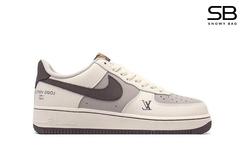Giày Air Force 1 x Louis Vuitton Trắng Nâu kiểu dáng sang trọng