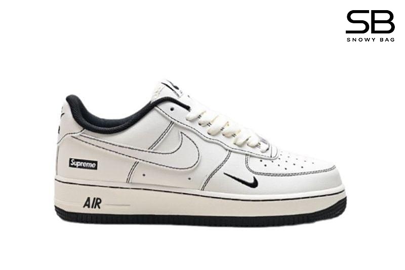 Giày Air Force 1 x Supreme Màu Trắng Viền Đen, phong cách thời thượng