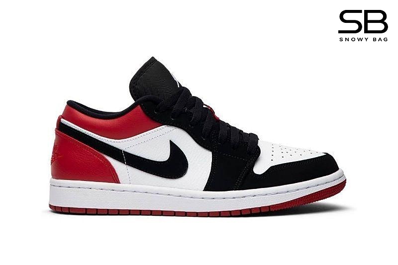 Giày Air Jordan 1 Black Toe Low Trắng Đen Đỏ chính hãng, phong cách thể thao