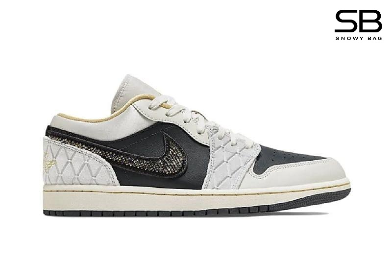 Giày Air Jordan 1 Low Beaded Swoosh Đính Đá sang trọng và phong cách.