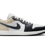 Giày Air Jordan 1 Low Black Toe Rattan Kem Trắng Đen sang trọng