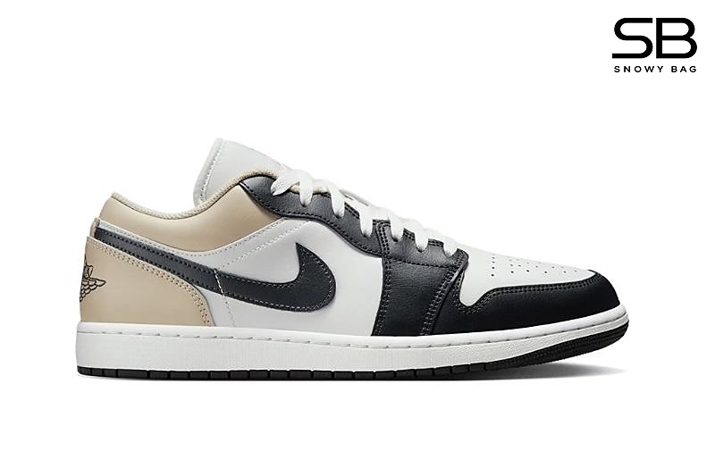 Giày Air Jordan 1 Low Black Toe Rattan Kem Trắng Đen sang trọng