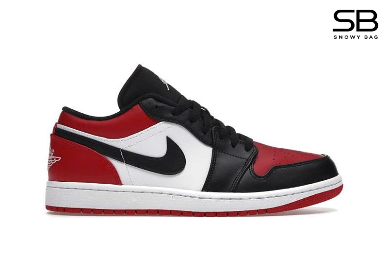 Giày Air Jordan 1 Low Bred Toe Đỏ Đen với thiết kế độc đáo