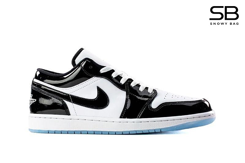 Giày Air Jordan 1 Low Concord Đen Trắng Da Bóng sang trọng