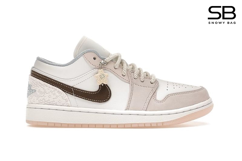 Giày Air Jordan 1 Low Coral Màu Trắng Kem thiết kế thời thượng
