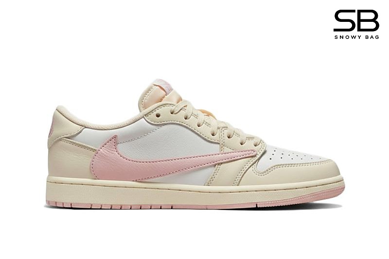 Giày Air Jordan 1 Low OG Travis Scott Muslin Shy Pink Trắng Hồng sang trọng