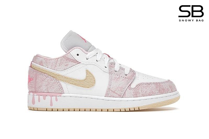 Giày Air Jordan 1 Low Paint Drip Vani Dâu Tây Hồng đẹp mắt