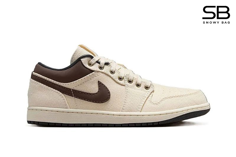 Giày Air Jordan 1 Low Premium Pale Ivory Baroque Brown Kem Nâu sang trọng và thời thượng