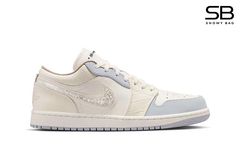 Giày Air Jordan 1 Low Sail Soft Pearl Màu Kem Xanh đẹp mắt
