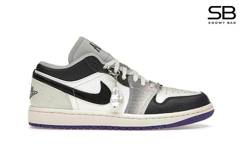 Giày Air Jordan 1 Low SE Punk Rock Trắng Tím Đen sang trọng và cá tính
