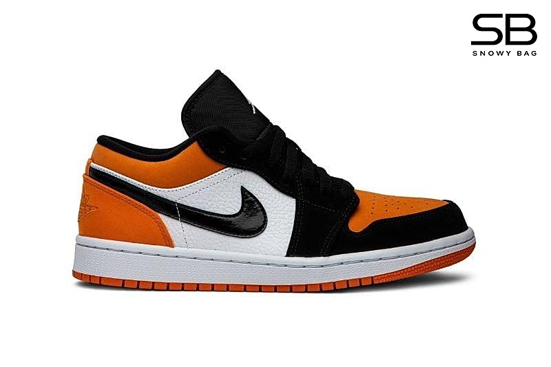 Giày Air Jordan 1 Low Shattered Backboard Cam Trắng Đen sang trọng
