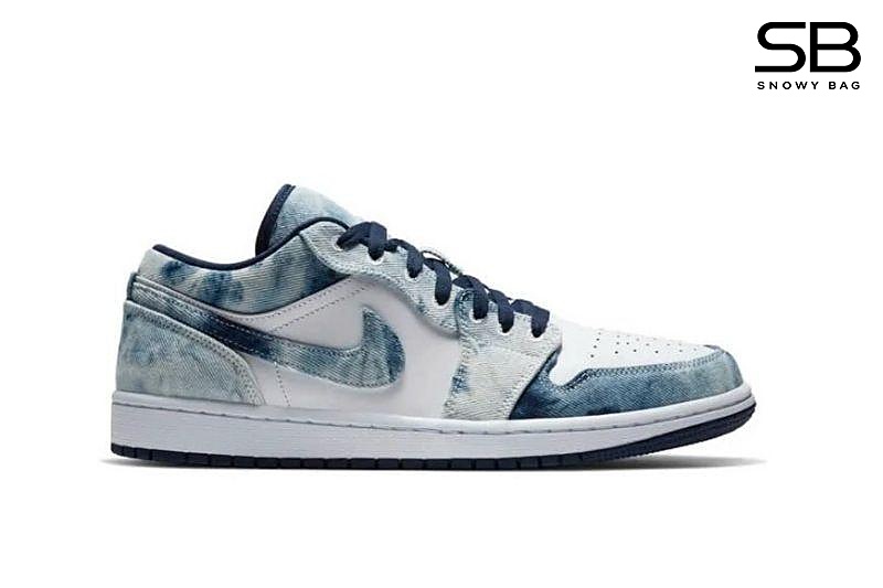 Giày Air Jordan 1 Low Washed Denim Xanh Loang với thiết kế thời thượng