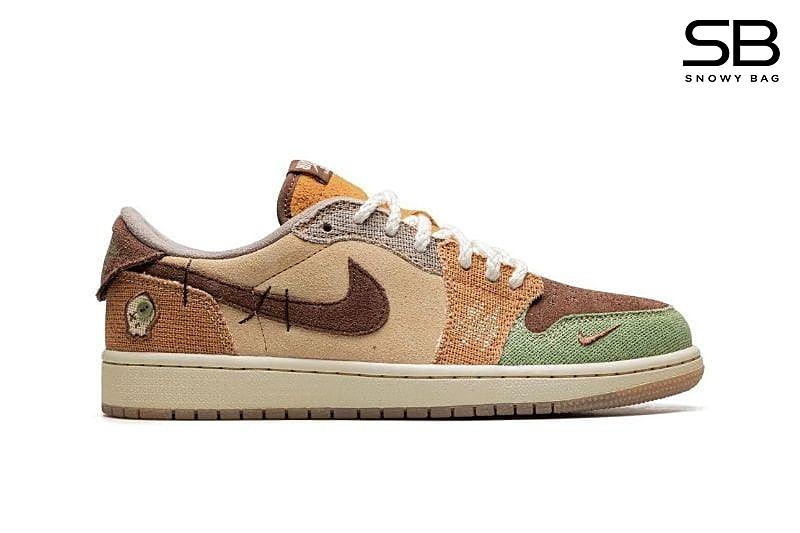 Giày Air Jordan 1 Low Zion Williamson Voodoo, thiết kế độc đáo và thời thượng.