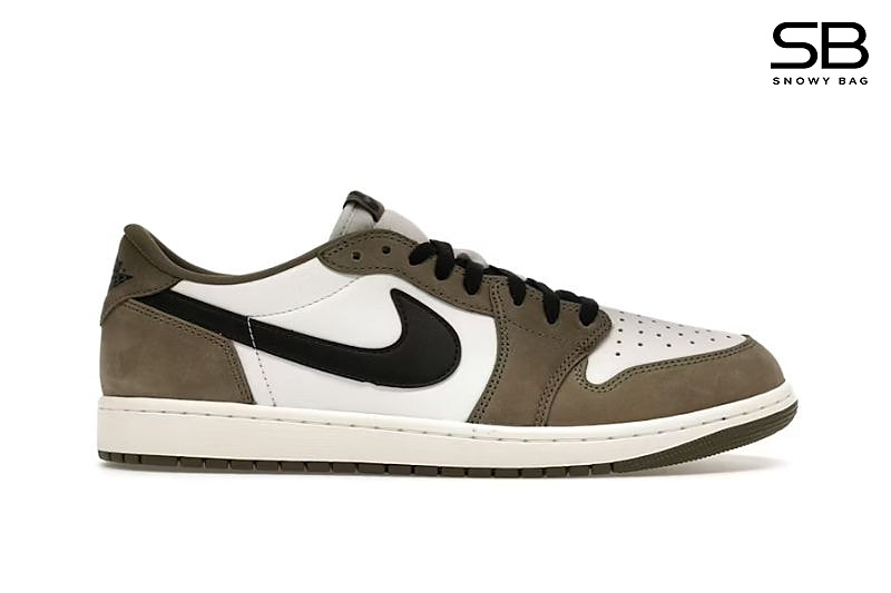 Giày Air Jordan 1 Retro Low OG Medium Olive Trắng Nâu thời trang đẳng cấp