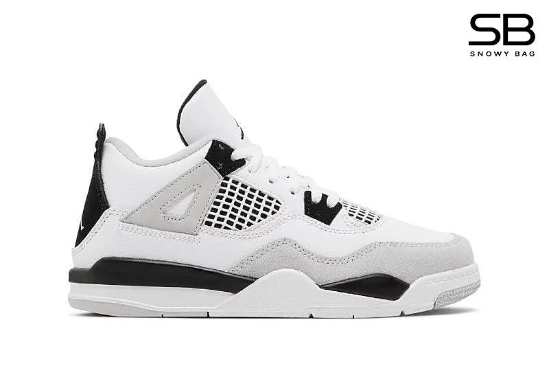 Giày Air Jordan 4 Military Black Trắng Đen thiết kế thể thao phong cách