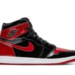 Giày Jordan 1 High Patent Bred Đỏ Đen Bóng với thiết kế nổi bật