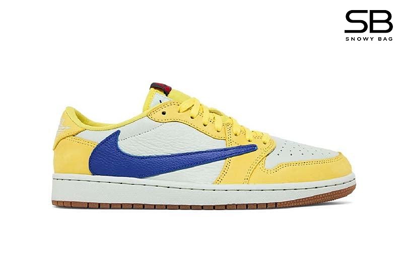 Giày Jordan 1 Low OG SP Travis Scott Màu Vàng Canary, thiết kế độc đáo và ấn tượng.