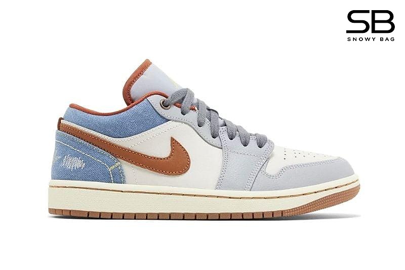 Giày Jordan 1 Low Phantom Denim Trắng Xám Xanh đẹp mắt