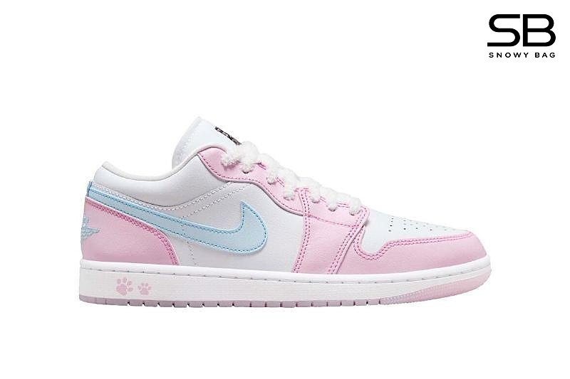 Giày Jordan 1 Low SE Paw Print Pink Foam Trắng Hồng đẹp mắt