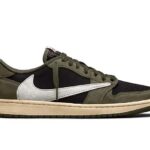 Giày Jordan 1 Low Travis Scott Black Olive với thiết kế độc đáo