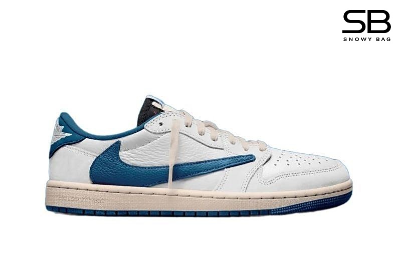 Giày Jordan 1 Low Travis Scott Fragment Reverse Sail Black Military Blue sang trọng