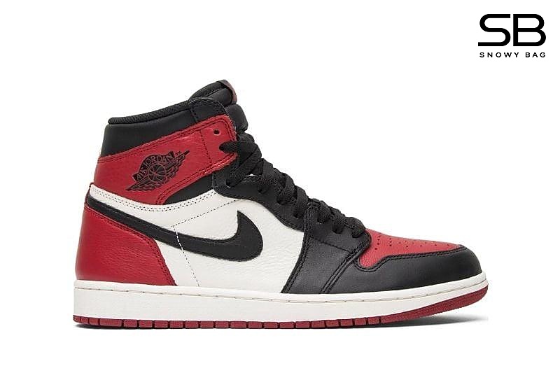 Giày Jordan 1 Retro High Bred Toe Đen Đỏ, phong cách thể thao cá tính
