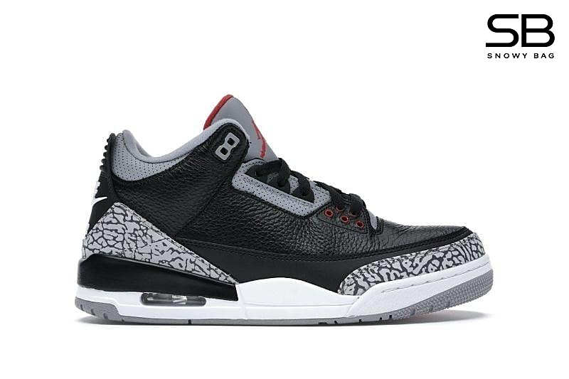 Giày Jordan 3 Black Cement Đen Đỏ với thiết kế ấn tượng