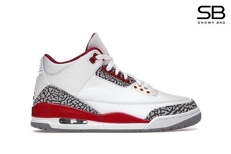 Giày Jordan 3 Cardinal Red Trắng Đỏ, thiết kế nổi bật, phong cách thể thao