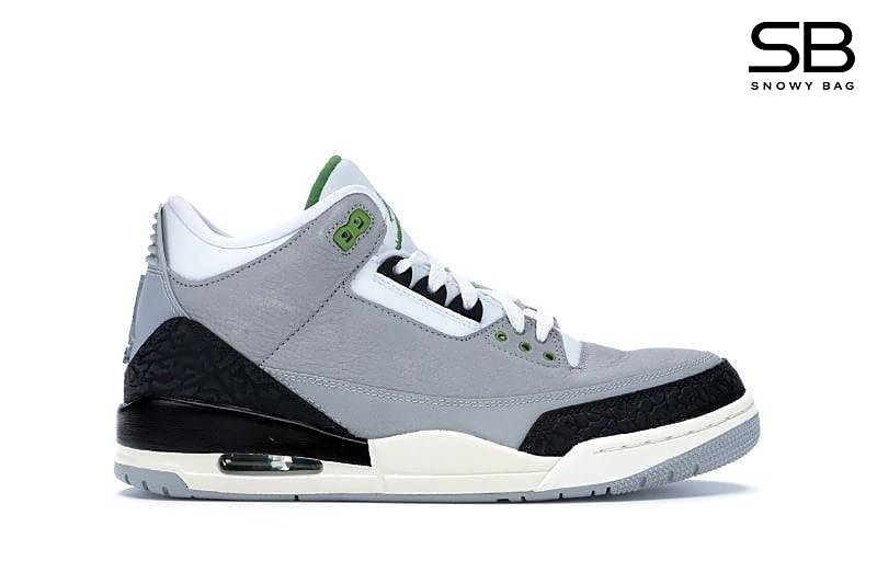 Giày Jordan 3 Chlorophyll Xám Xanh Lá với thiết kế độc đáo