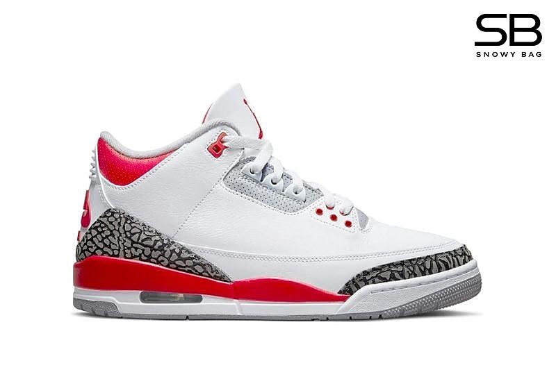 Giày Jordan 3 Fire Red 2022 màu trắng đỏ sang trọng