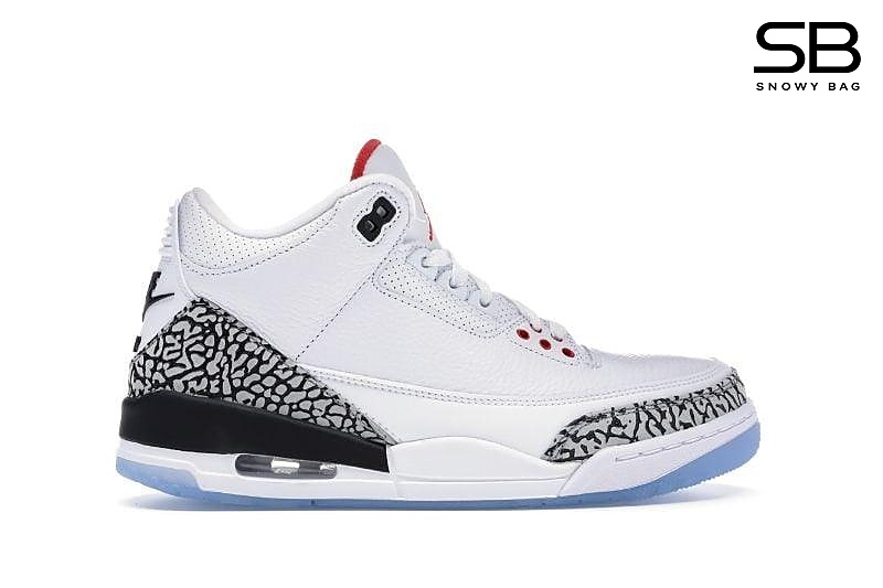 Giày Jordan 3 Free Throw Line White Cement Trắng Đỏ kiểu dáng thể thao sang trọng