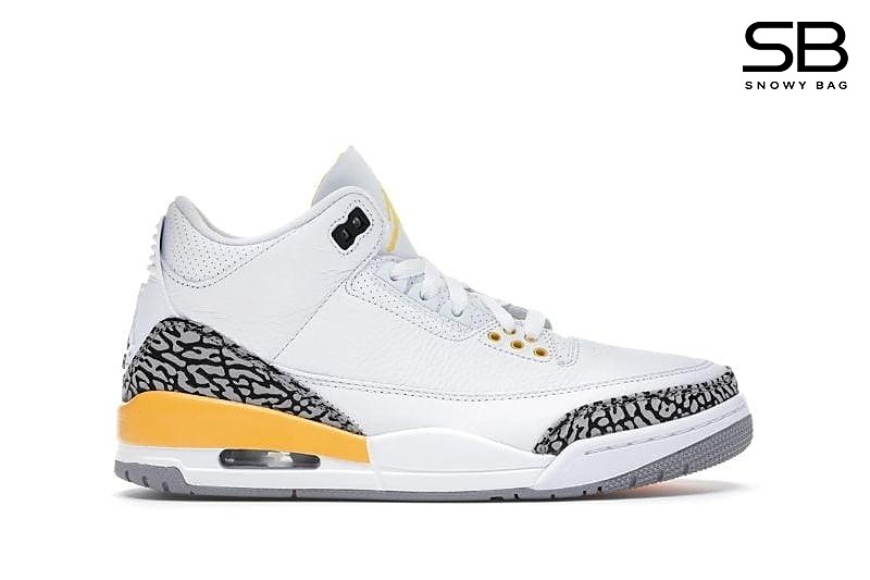 Giày Jordan 3 Laser Orange Trắng Vàng, thiết kế thể thao nổi bật