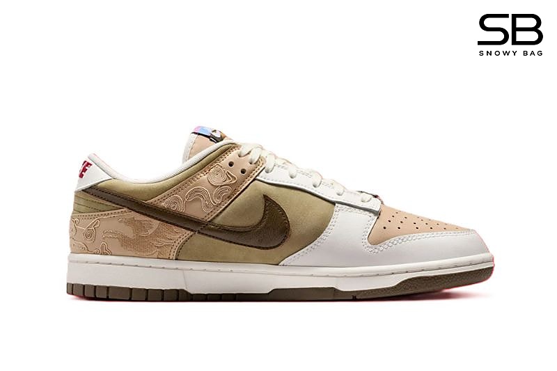 Giày Nike Dunk Low Pegasus Pack Linen Phantom Trắng Rêu đẹp mắt