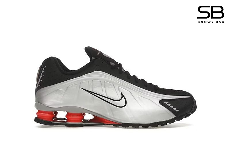 Giày Nike Shox R4 Black Metallic Silver Đen Bạc Đỏ sang trọng và cá tính