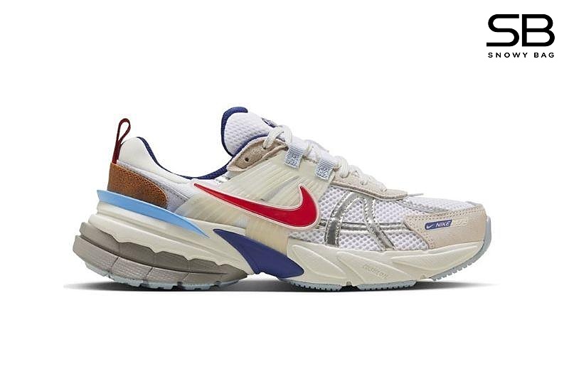Giày Nike V2K Run Metallic Silver Gym Red University Blue đẹp mắt