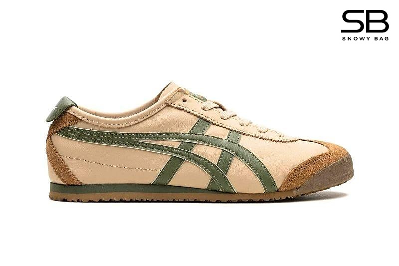 Giày Onitsuka Tiger Mexico 66 Beige Grass Green màu be sọc xanh