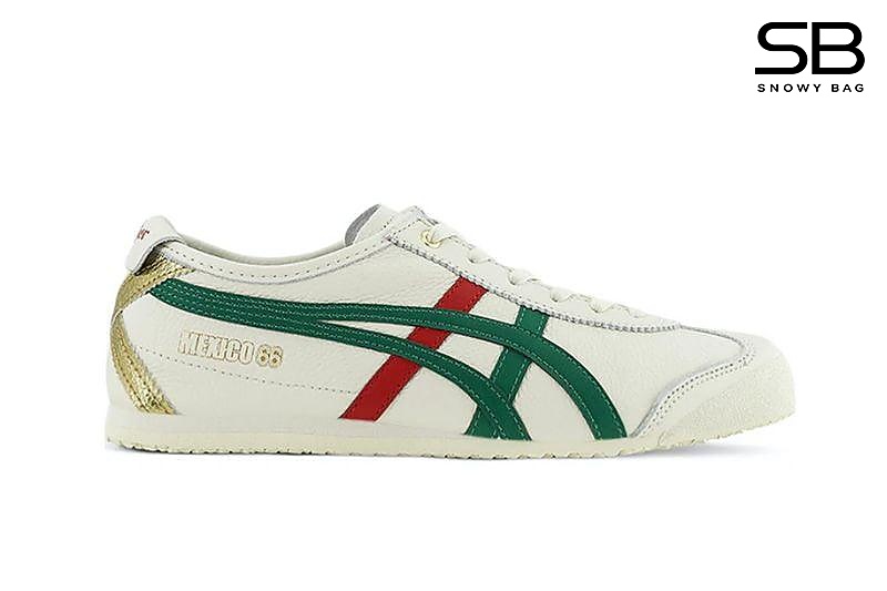 Giày Onitsuka Tiger Mexico 66 Birch Kale Red Gold Trắng Sọc Xanh, thiết kế độc đáo