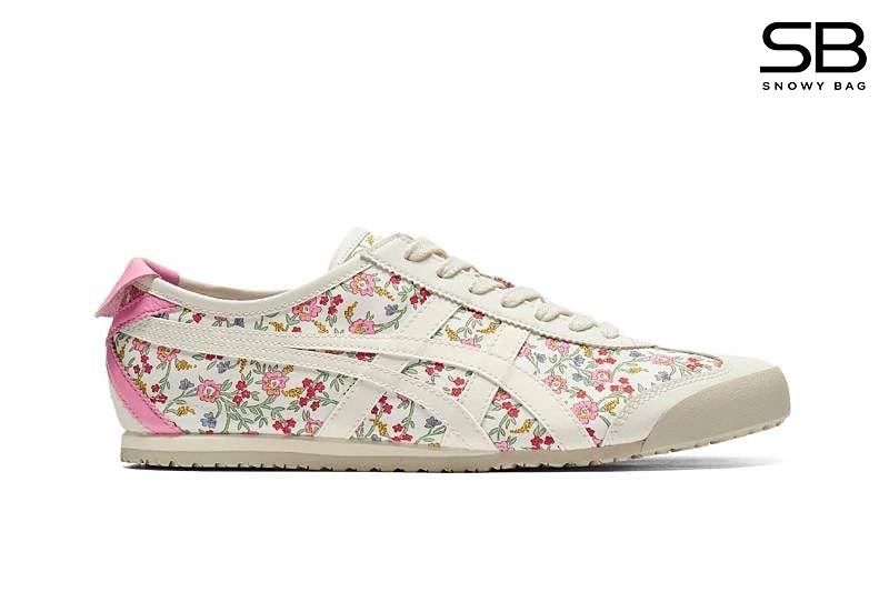 Giày Onitsuka Tiger Mexico 66 Cream Pink Floral Kem Hoa thời trang nổi bật