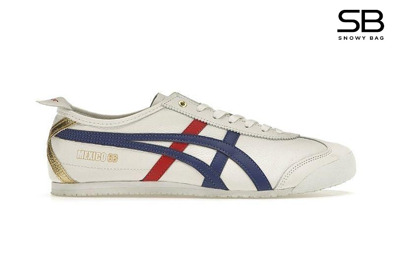 Giày Onitsuka Tiger Mexico 66 White Blue Red Metallic Gold đẹp mắt