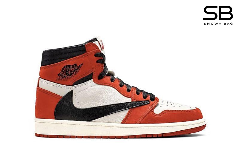 Giày Travis Scott x Air Jordan 1 Chicago Trắng Đỏ Đen, phong cách thể thao độc đáo