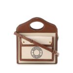 Túi Burberry Logo Graphic Canvas and Leather Mini Pocket Bag Brown White sang trọng