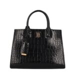 Túi Burberry Small Frances Croc Embossed Tote Bag Black Đen sang trọng