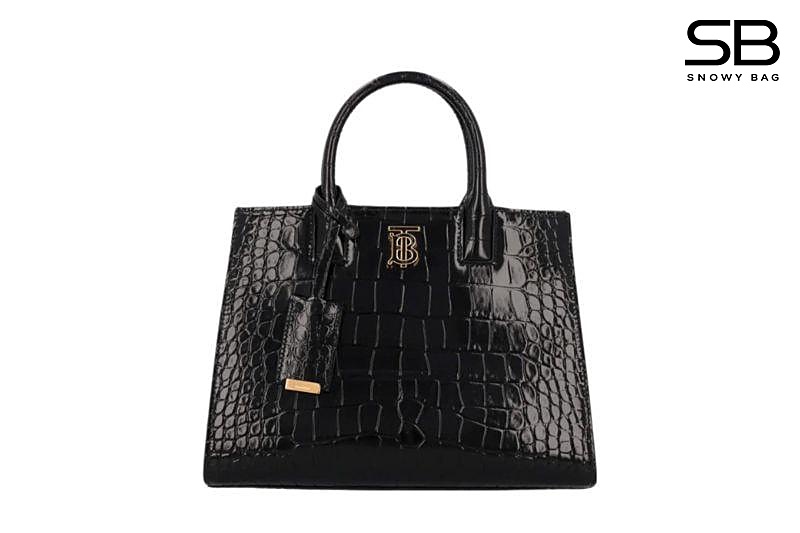 Túi Burberry Small Frances Croc Embossed Tote Bag Black Đen sang trọng