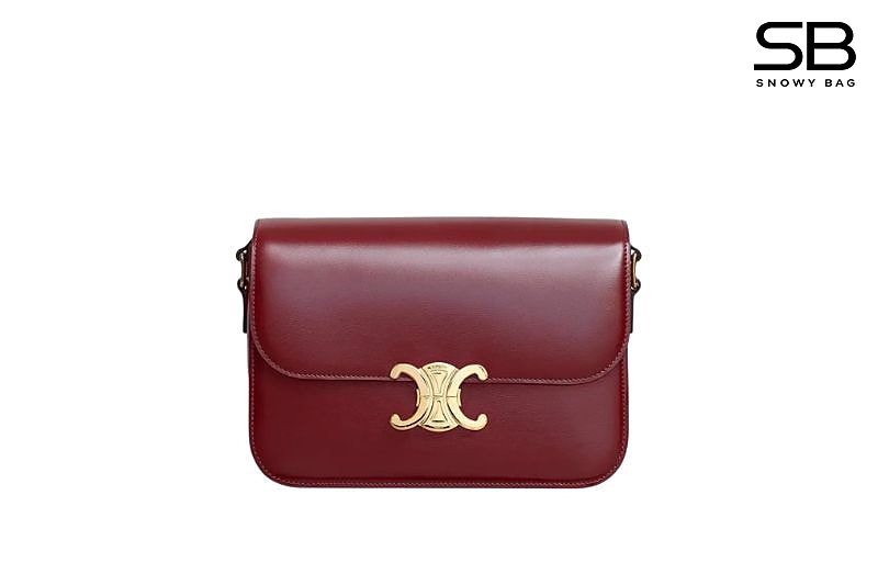 Túi Celine Classique Triomphe Bag in Burgundy Calfskin Màu Đỏ sang trọng
