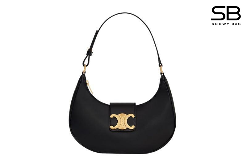 Túi Celine Medium Ava Triomphe Bag in Black Calfskin Đen (24CM) sang trọng