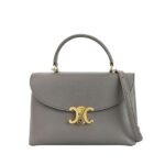 Túi Celine Medium Nino Bag in Grey Grained Calfskin Size 25 màu xám sang trọng.