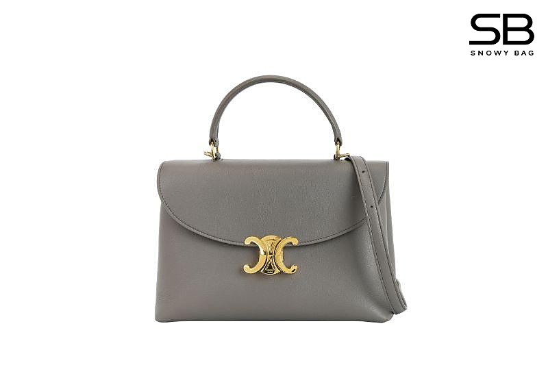 Túi Celine Medium Nino Bag in Grey Grained Calfskin Size 25 màu xám sang trọng.