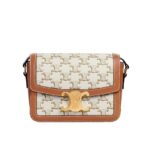 Túi Celine Teen Triomphe Bag in Triomphe Canvas và Calfskin trắng